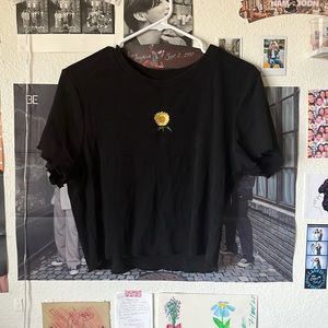 Homegirl Society blank crop top with sunflower